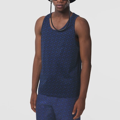 Camiseta sin mangas de algodón con estampado Monograma Burberry - Azul 80488561 Shop Camiseta sin mangas de algodón con estampado Monograma Burberry - Azul 80488561