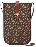 Burberry Monogram Print E-Canvas Card and Phone Case with Strap Bridle Brown Burberry Monogram Print E-Canvas Card and Phone Case with Strap Bridle Brown