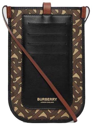Burberry 字母印花E帆布卡包和手机壳带肩带马褐色 Order Burberry 字母印花E帆布卡包和手机壳带肩带马褐色