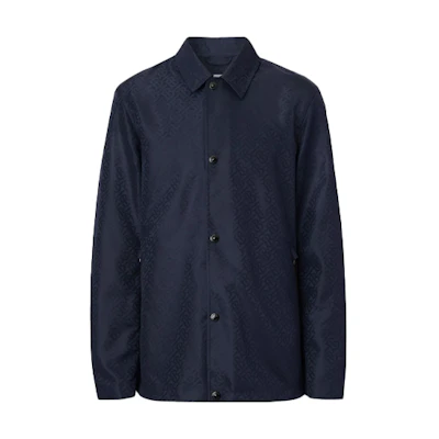 Burberry Monogram Print Single-Breasted Long-Sleeve Navy Jacket for Men 80320611