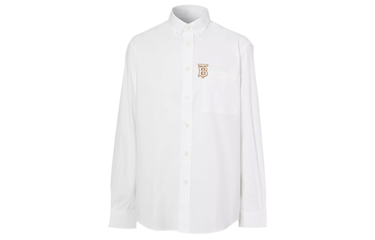 Burberry Monogram Single-Breasted Casual Long Sleeve Shirt White Men 80367631