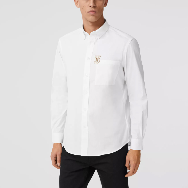 Burberry Monogram Single-Breasted Casual Long Sleeve Shirt White Men 80367631 圖 6