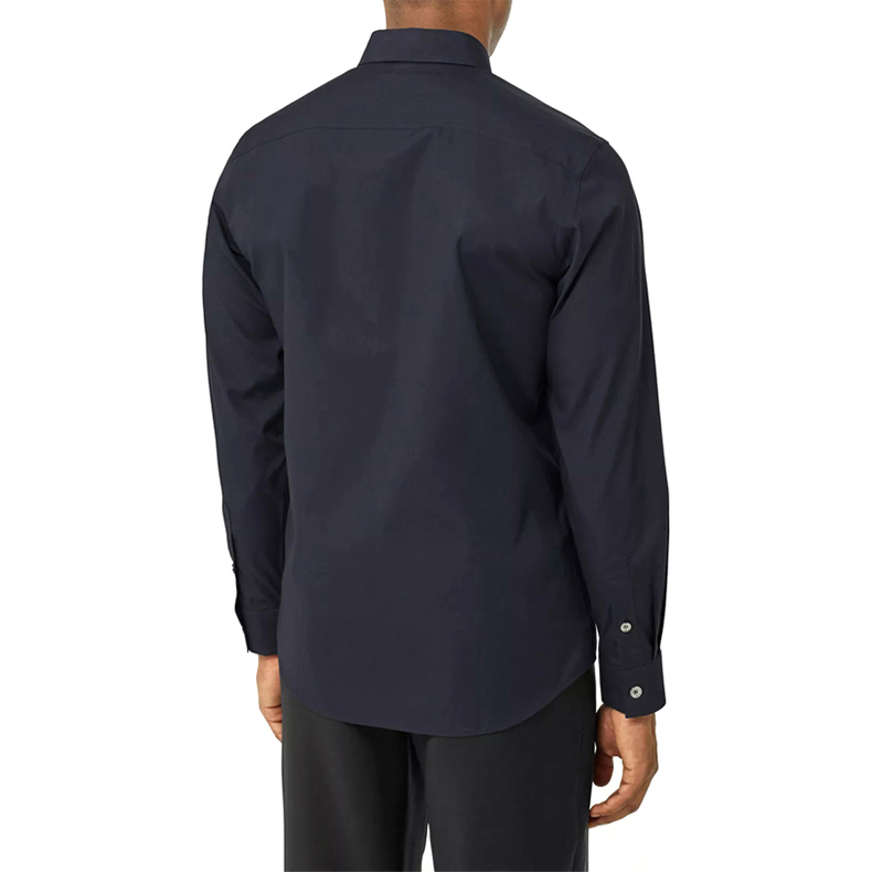 Burberry Monogram Stretch Cotton Poplin Shirt Navy Blue 80285561 圖 4