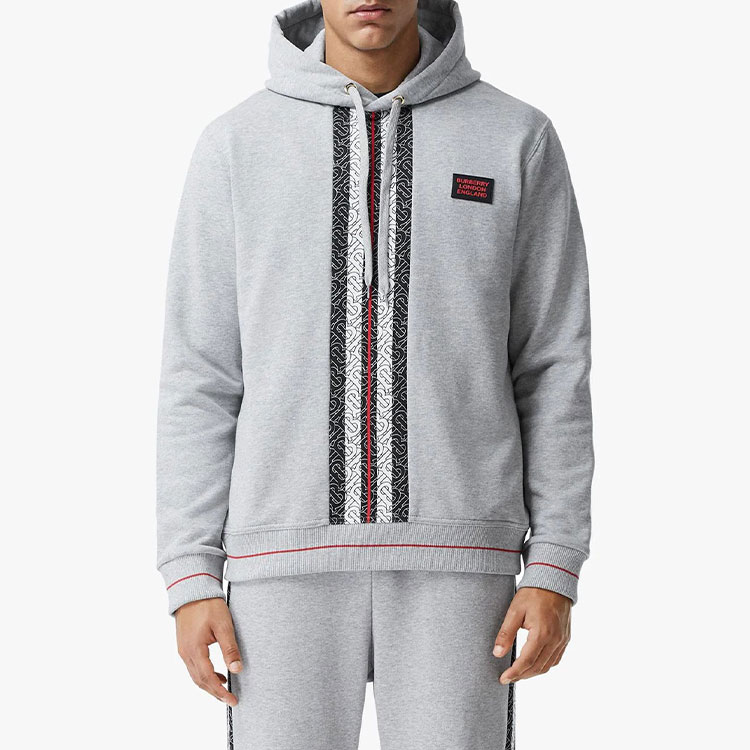 Burberry Monogram Stripe Cotton Hoodie Light Gray 80285161 圖 3