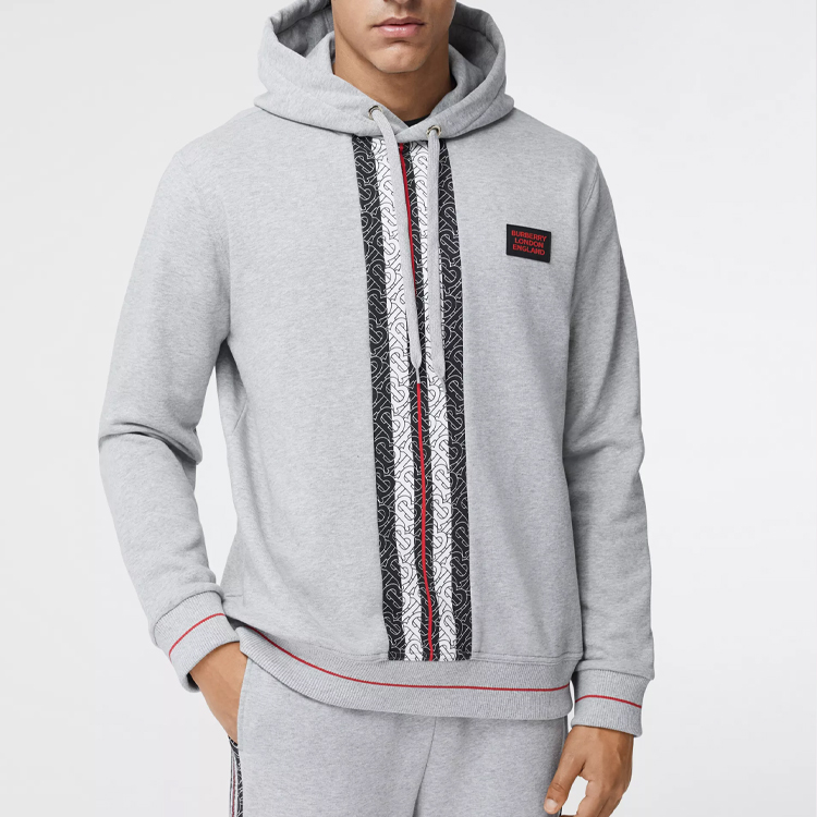 Burberry Monogram Stripe Cotton Hoodie Light Gray 80285161 圖 5