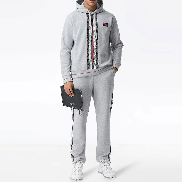 Burberry Monogram Stripe Cotton Hoodie Light Gray 80285161 圖 6