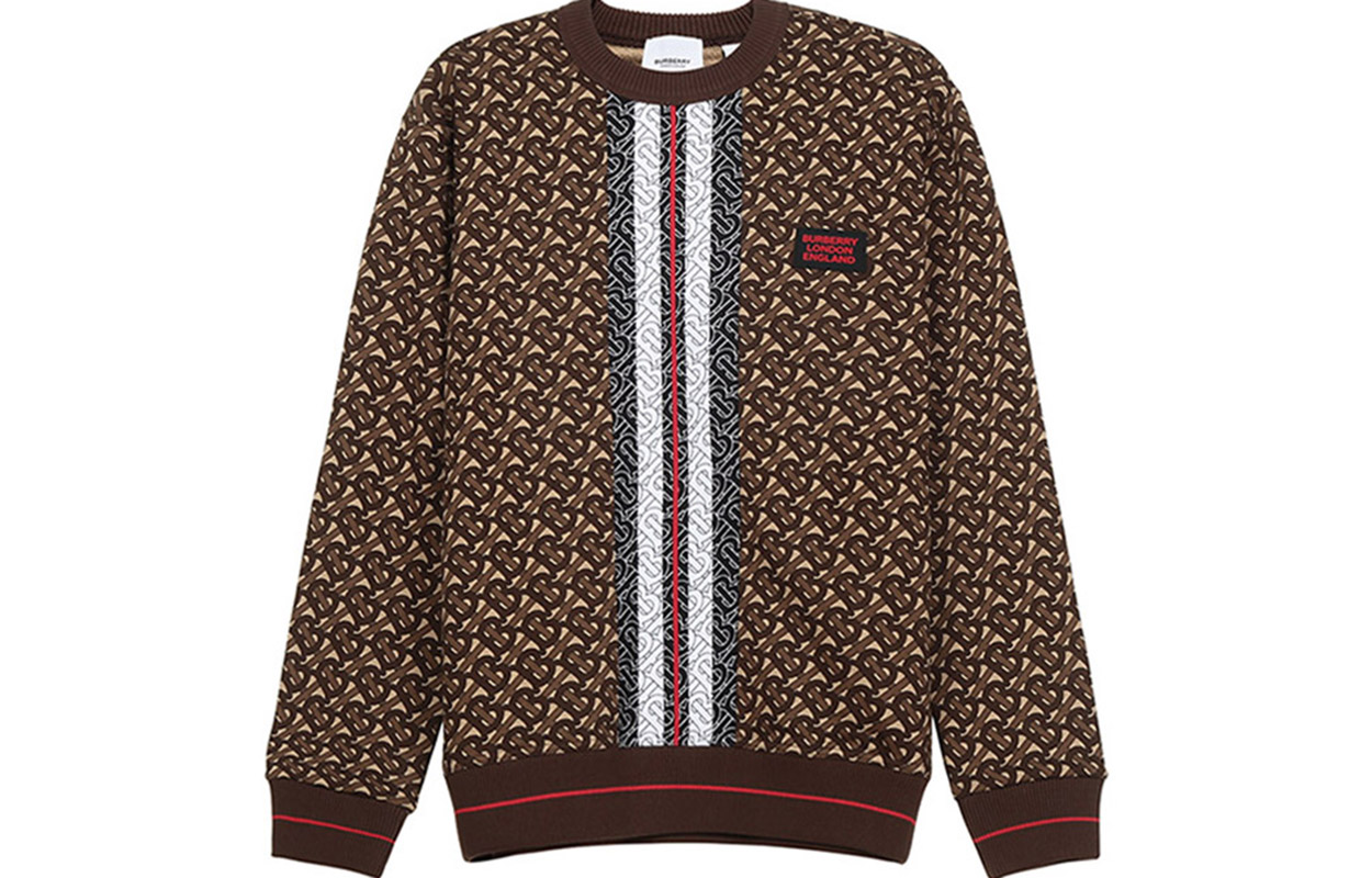 Burberry Monogram Stripe Print Sweatshirt in Marled Brown 80182401