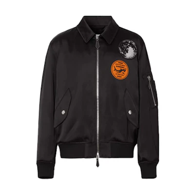 Burberry Montage Applique Cotton Satin Jacket Black 80385701