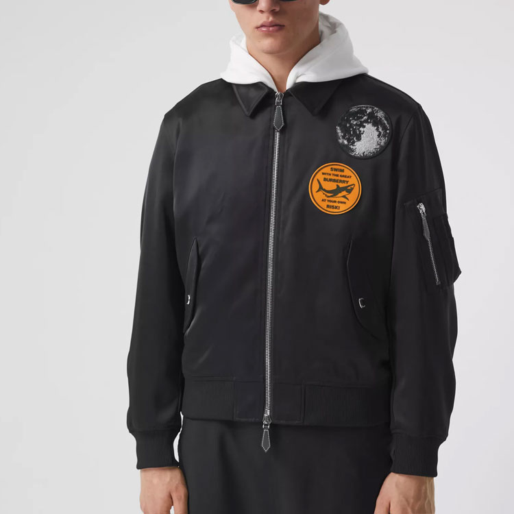 Burberry Montage Applique Cotton Satin Jacket Black 80385701 圖 5