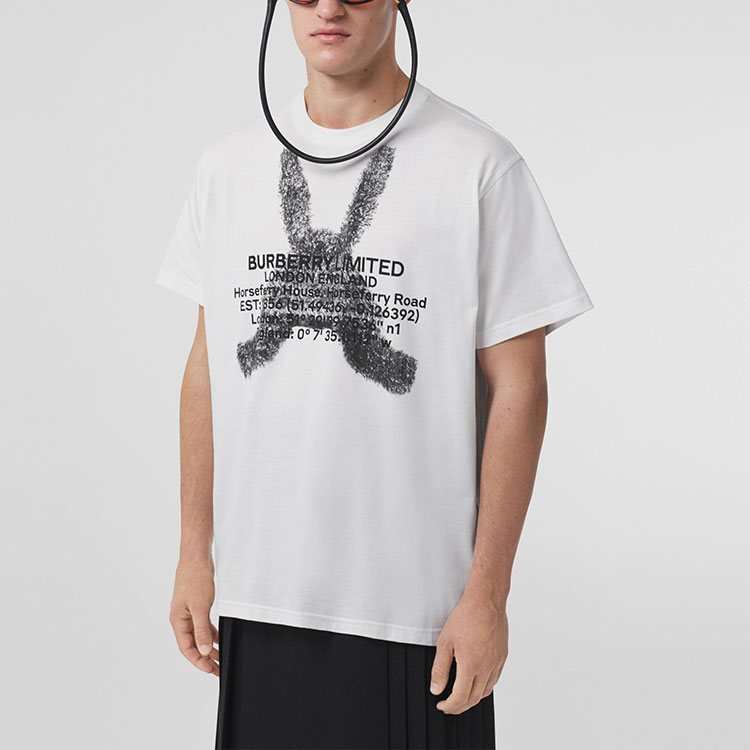 Burberry Montage Letter Print White Casual Short Sleeve T-Shirt. 80495651 圖 4