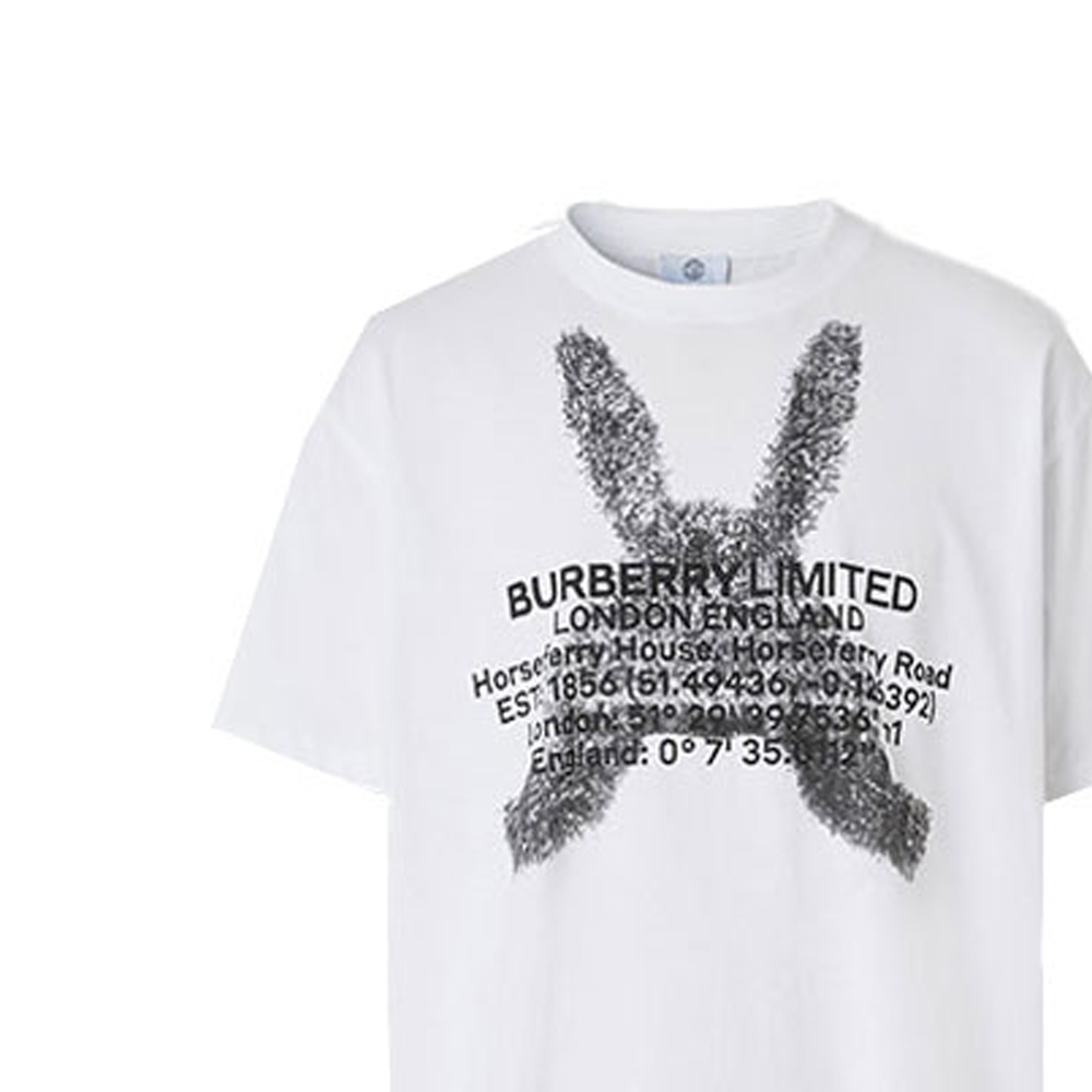 Burberry Montage Letter Print White Casual Short Sleeve T-Shirt. 80495651 圖 6