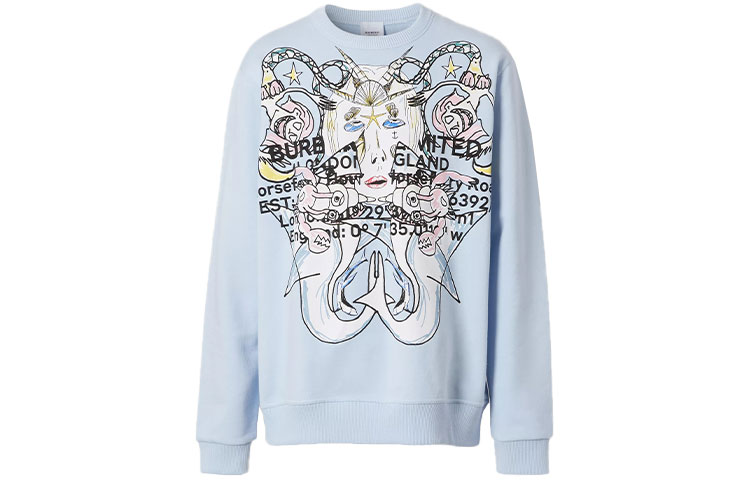 Burberry Montage Print Crewneck Long Sleeve Sweatshirt Men’s Light Blue 80407001 圖 2