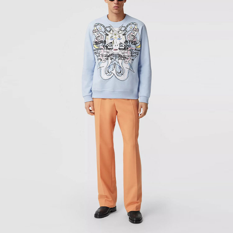 Burberry Montage Print Crewneck Long Sleeve Sweatshirt Men’s Light Blue 80407001 圖 3