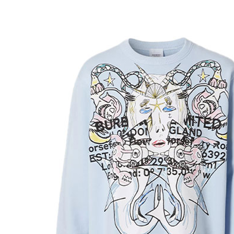 Burberry Montage Print Crewneck Long Sleeve Sweatshirt Men’s Light Blue 80407001 圖 6
