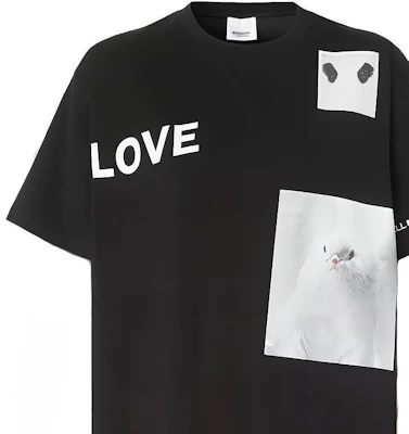Burberry Kaos Oversized Katun Hitam Unisex dengan Cetak Montage 80307651 Details for Burberry Kaos Oversized Katun Hitam Unisex dengan Cetak Montage 80307651