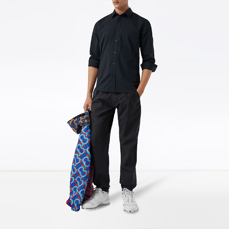 Burberry Navy Blue  Long Sleeve Shirt with Logo Embroidery. 80290741 圖 3