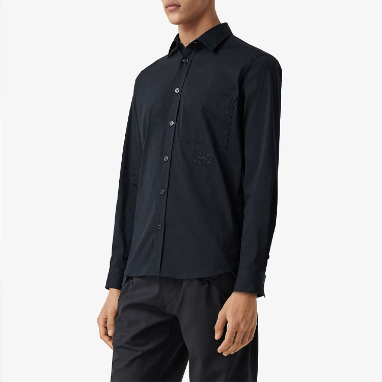 Burberry Navy Blue  Long Sleeve Shirt with Logo Embroidery. 80290741 圖 4