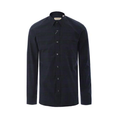 Burberry Navy Blue Check Long Sleeve Shirt 40663931