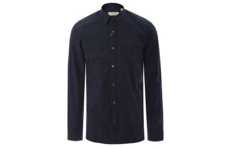 Burberry Navy Blue Check Long Sleeve Shirt 40663931 圖 2