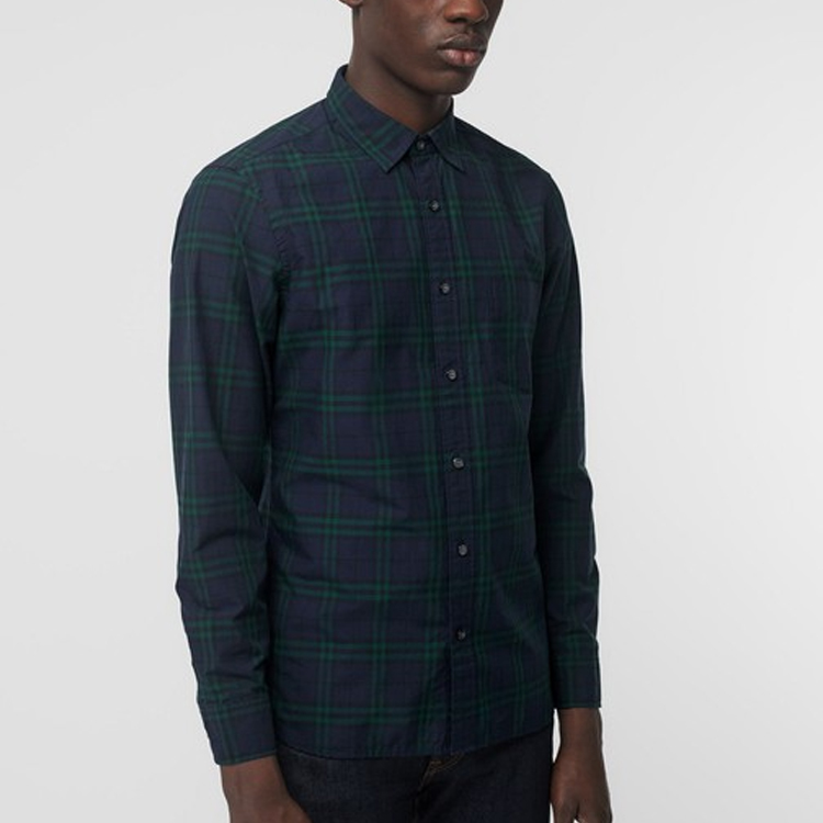 Burberry Navy Blue Check Long Sleeve Shirt 40663931 圖 5