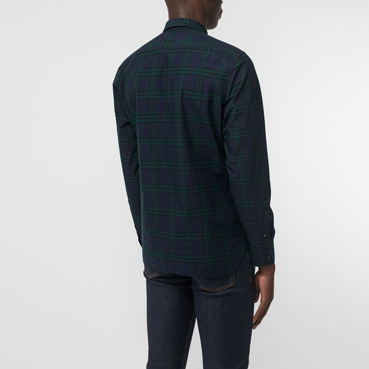 Burberry Navy Blue Check Long Sleeve Shirt 40663931 圖 6