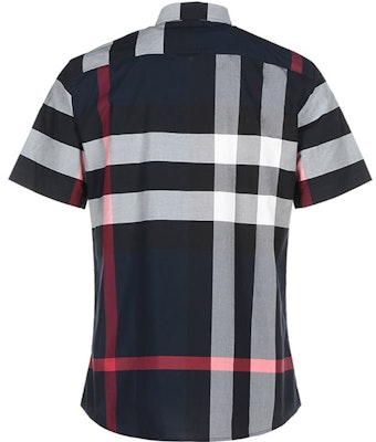 Kemeja Burberry Navy Blue Check Lengan Pendek Kancing Depan. 80208551 Lookbook Kemeja Burberry Navy Blue Check Lengan Pendek Kancing Depan. 80208551