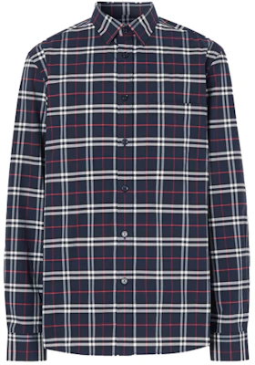 Burberry 深藍格紋彈性長袖襯衫 80186401 Order Burberry 深藍格紋彈性長袖襯衫 80186401