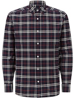 Burberry Navy Blue Classic Check Red-Stripe Long-Sleeve Shirt 8004835 Burberry Navy Blue Classic Check Red-Stripe Long-Sleeve Shirt 8004835