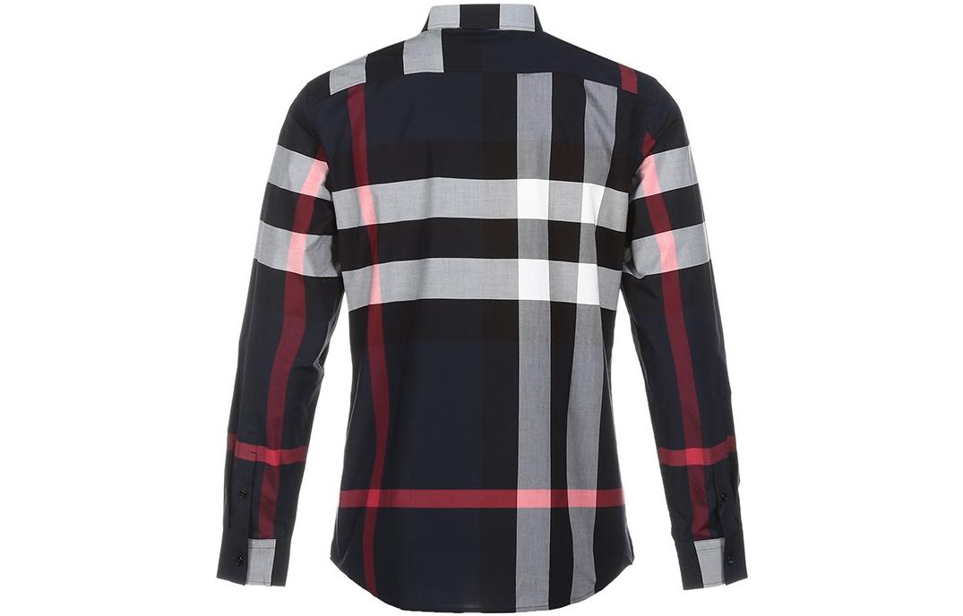 Lookbook Burberry 博柏利 藏青色經典格紋彈性棉長袖襯衫 80181111