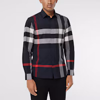 Details for Burberry 博柏利 藏青色經典格紋彈性棉長袖襯衫 80181111
