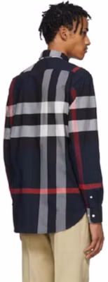 Burberry 博柏利 藏青色經典格紋彈性棉長袖襯衫 80181111 Sizing Burberry 博柏利 藏青色經典格紋彈性棉長袖襯衫 80181111