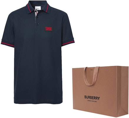 Polo Burberry Azul Marino de Algodón con Ribete en Contraste. 80259741 Lookbook Polo Burberry Azul Marino de Algodón con Ribete en Contraste. 80259741