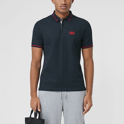 Polo Burberry Azul Marino de Algodón con Ribete en Contraste. 80259741 Shop Polo Burberry Azul Marino de Algodón con Ribete en Contraste. 80259741