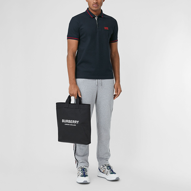 Details for Polo Burberry Azul Marino de Algodón con Ribete en Contraste. 80259741