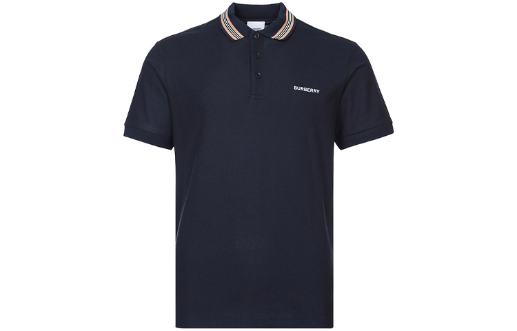 Burberry Navy Blue Cotton Short Sleeve Polo Shirt 80100391 圖 2