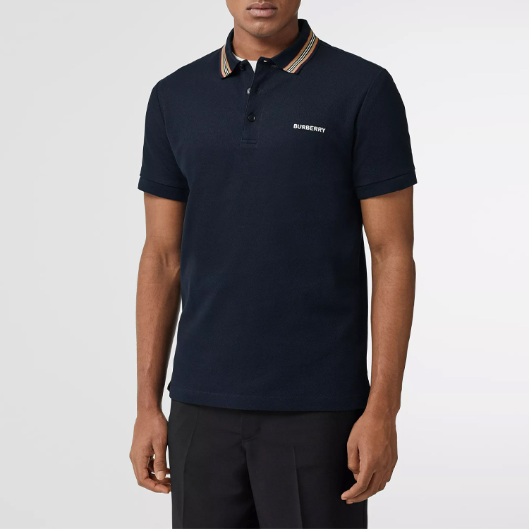 Burberry Navy Blue Cotton Short Sleeve Polo Shirt 80100391 圖 6
