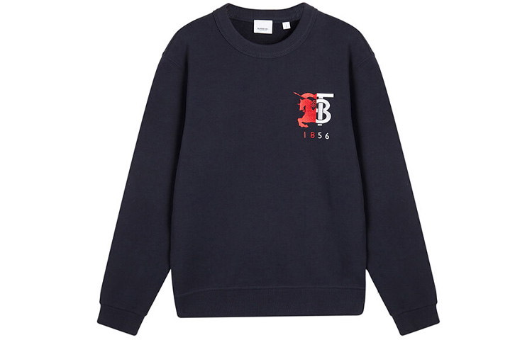 Burberry Navy Blue Crewneck Sweatshirt with Letter Print 80223101