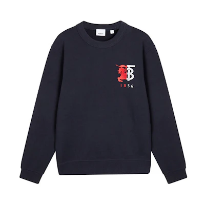 Burberry Navy Blue Crewneck Sweatshirt with Letter Print 80223101