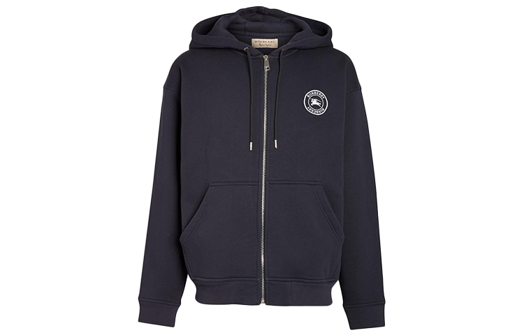 Burberry Navy Blue Embroidered Logo Hoodie Jacket 80040571