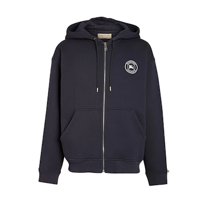 Burberry Navy Blue Embroidered Logo Hoodie Jacket 80040571