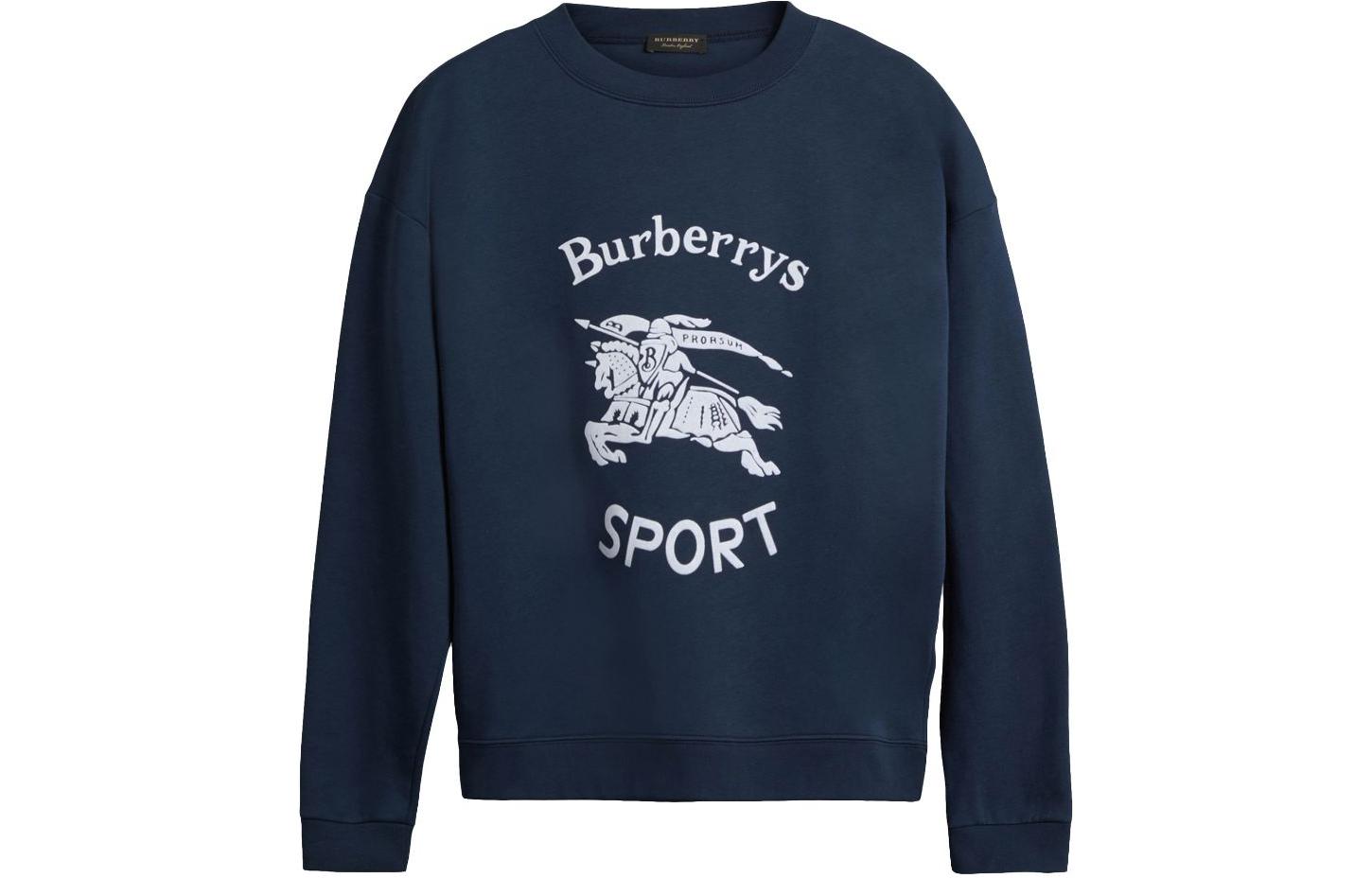 Burberry Navy Blue Long Sleeve Sweatshirt with Logo Print 45476901