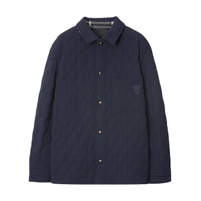Burberry Navy Blue Quilted Diamond Long Sleeve Jacket with Collar 80970421