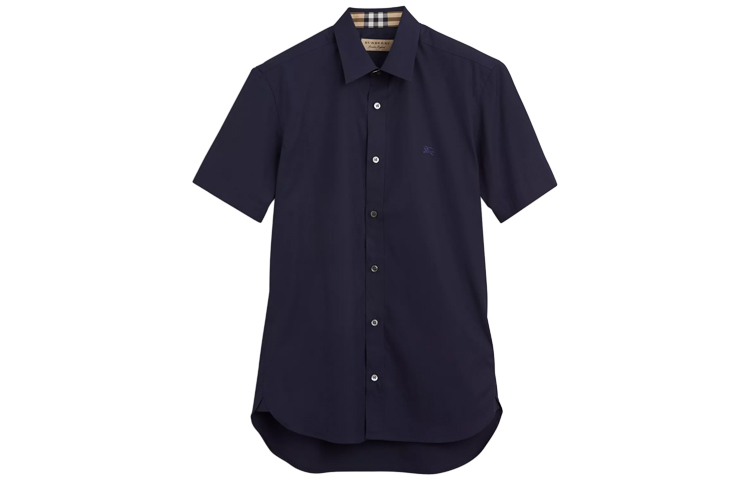 Burberry Navy Blue Single-Breasted Casual Short Sleeve Shirt 80030781