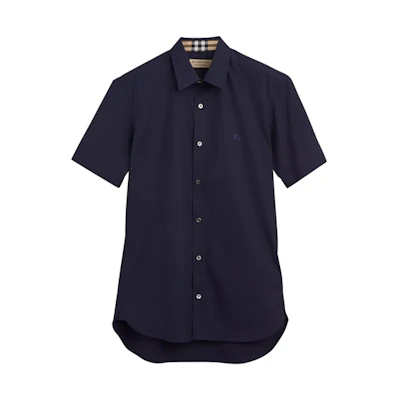 Burberry Navy Blue Single-Breasted Casual Short Sleeve Shirt 80030781