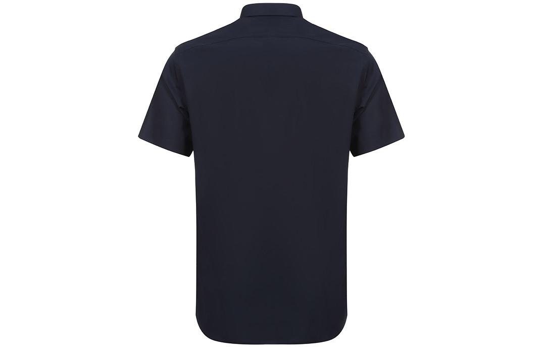 Lookbook バーバリー ネイビーブルー シングルブレスト カジュアル 半袖シャツ 80030781