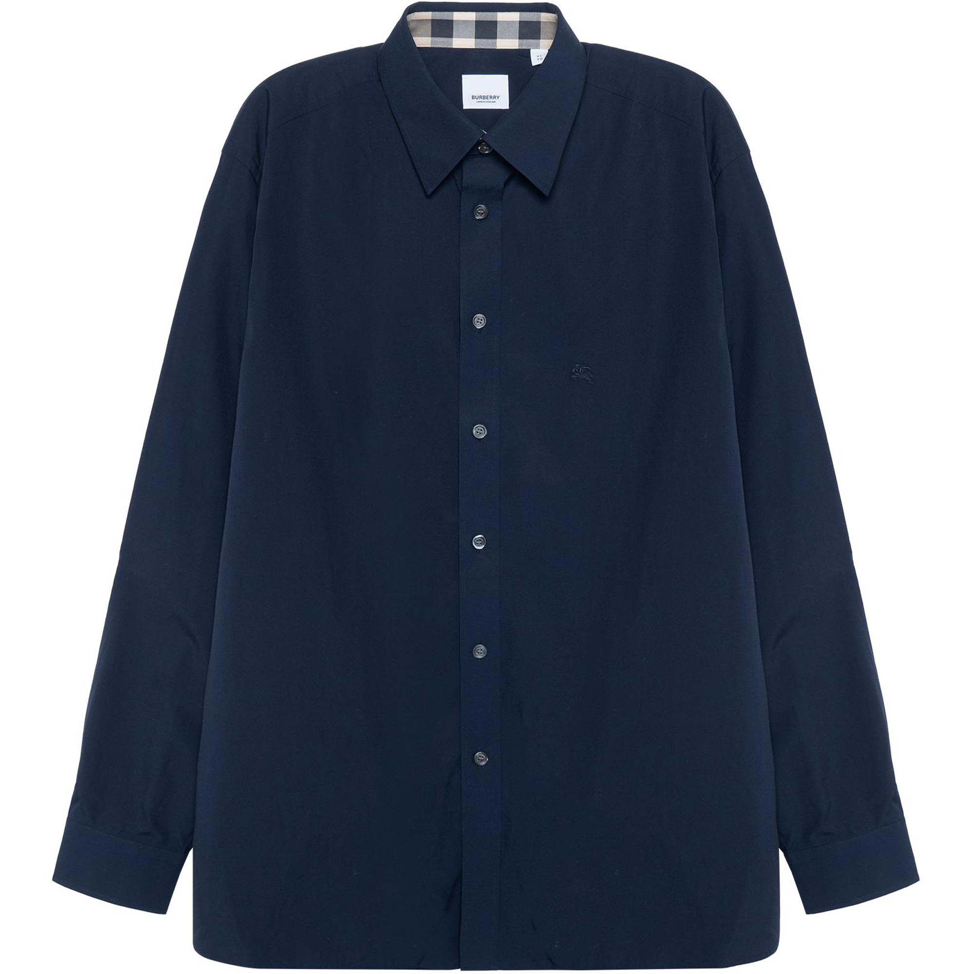 Burberry Navy Blue Solid Button-Down Casual Long-Sleeve Shirt 39911571