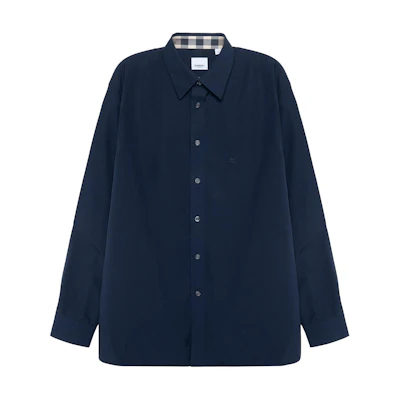 Burberry Navy Blue Solid Button-Down Casual Long-Sleeve Shirt 39911571