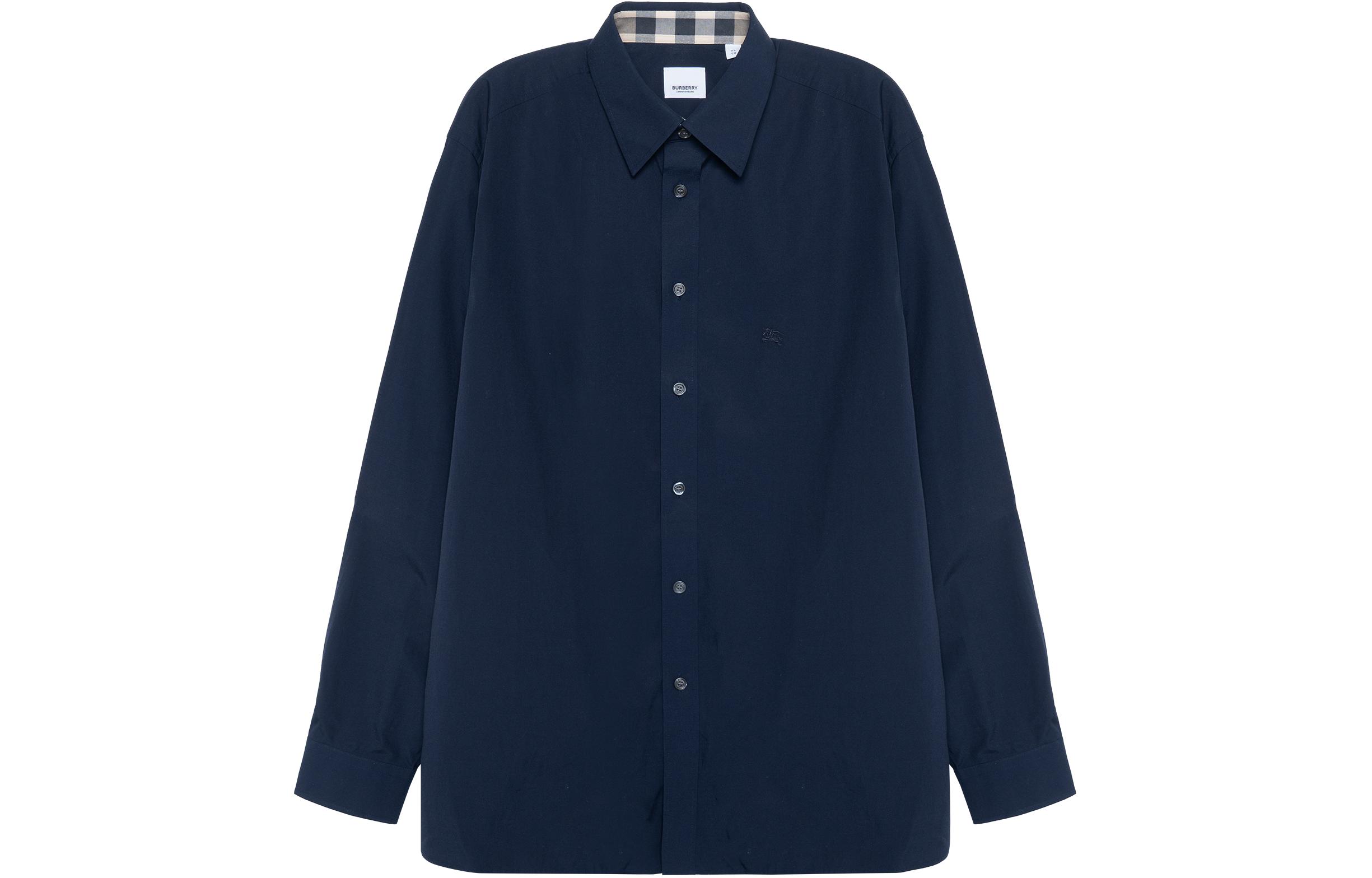 Order Burberry Baju Kemeja Lengan Panjang Kasual Biru Navy Lelaki 39911571