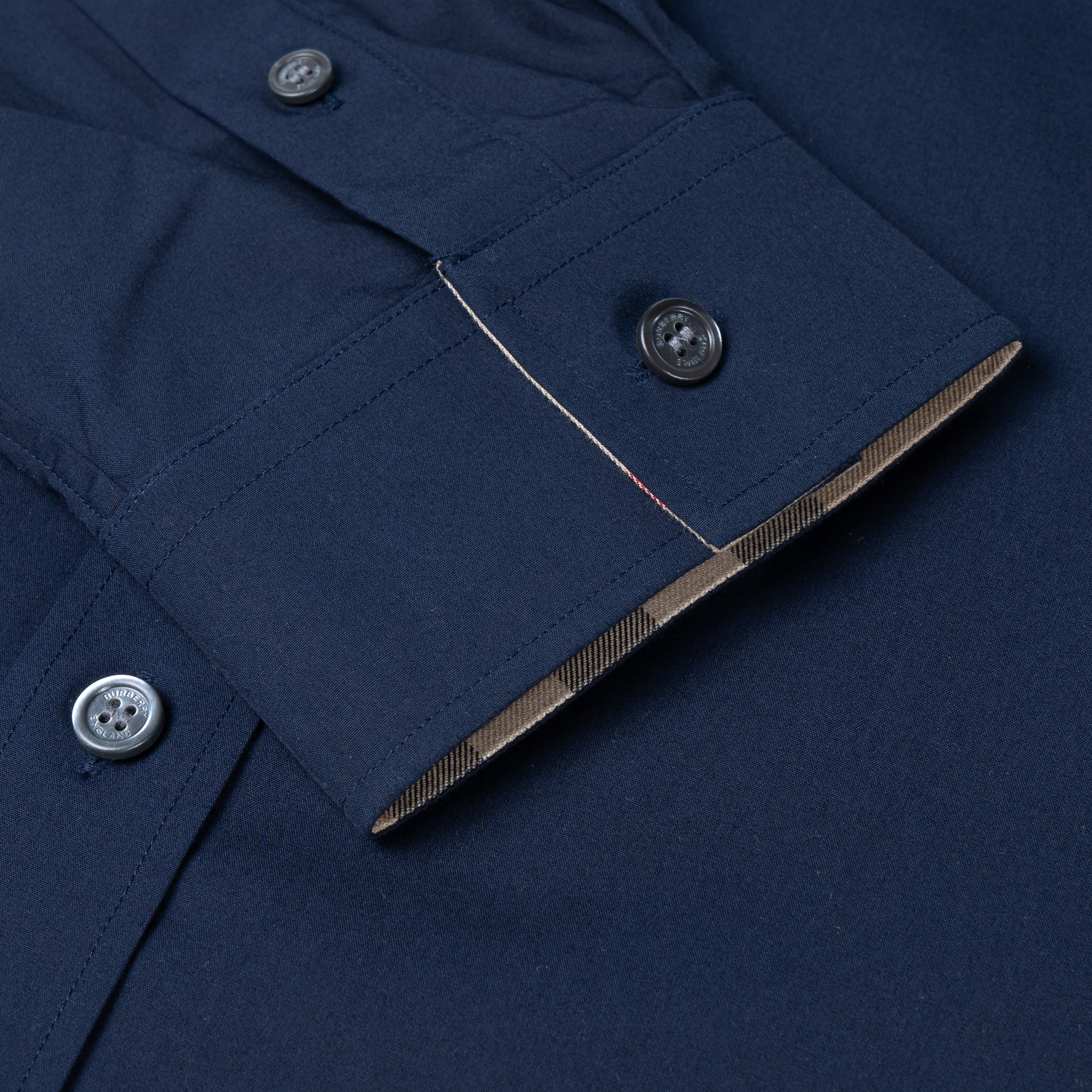 Sizing Burberry Baju Kemeja Lengan Panjang Kasual Biru Navy Lelaki 39911571