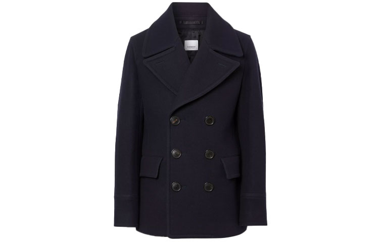 Burberry Navy Double-Breasted Casual Short Coat 80133361